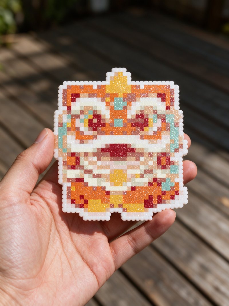 Chibi cartoon lion dance: a cute and festive traditional auspicious beast physical sample 3