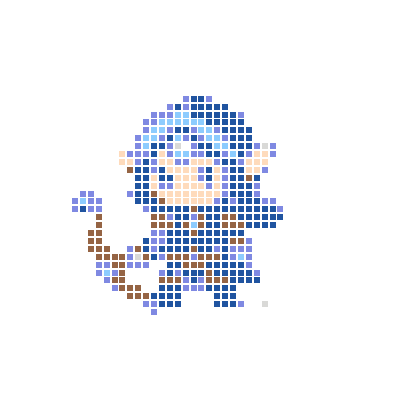 Chibi-style blue-themed elf archer cartoon character