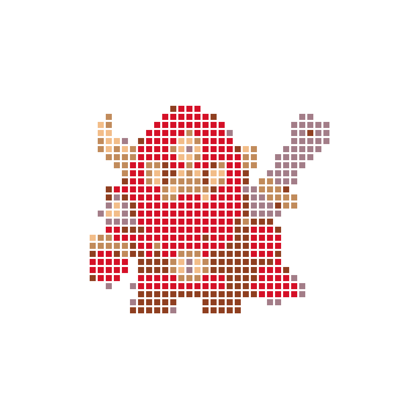Chibi-style Viking warrior with a musket in red gear