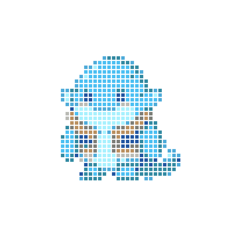 Cute chibi-style blue ocean cartoon elf