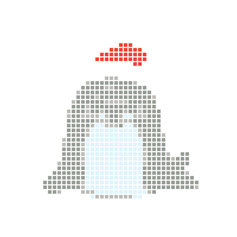 A soft, cute cartoon seal with a little red hood on its head
