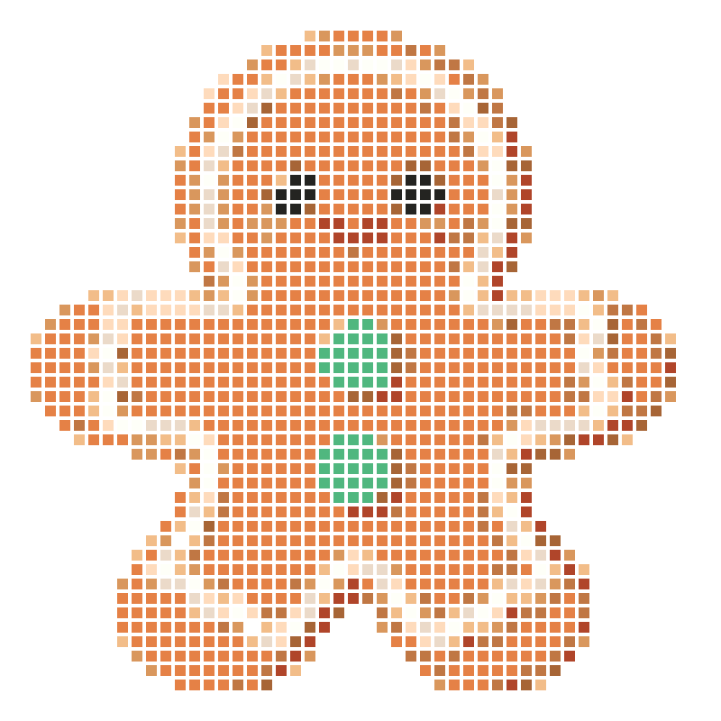A cute and silly Christmas-themed gingerbread character
