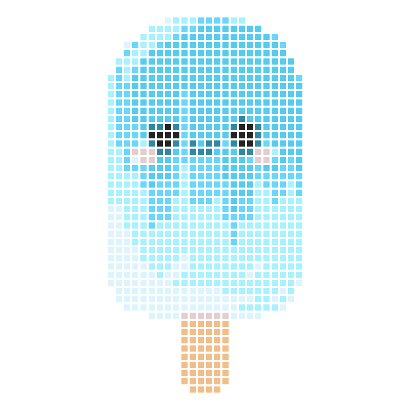 Cute smiling face blue gradient cartoon popsicle