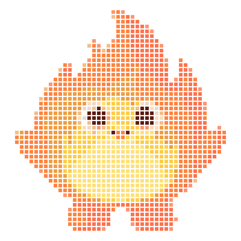A cute and silly cartoon flame little creature