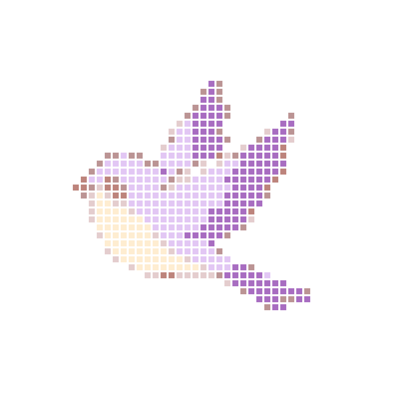 Cute cartoon purple bird sticker spreading its wings to fly