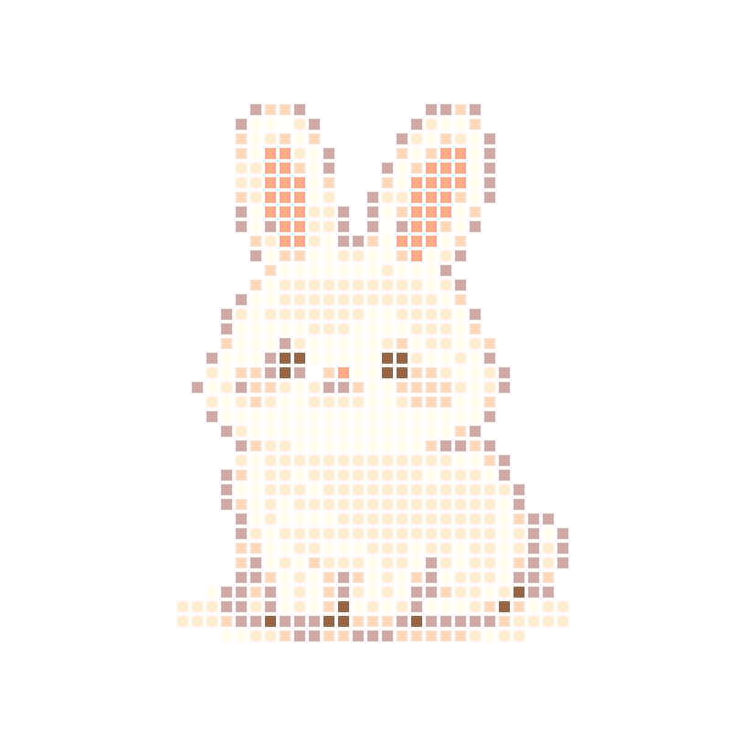 A cute and healing cartoon white bunny