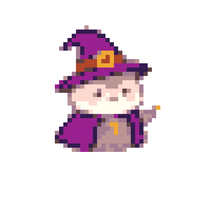 Cute little wizard with a cute cartoon magic character