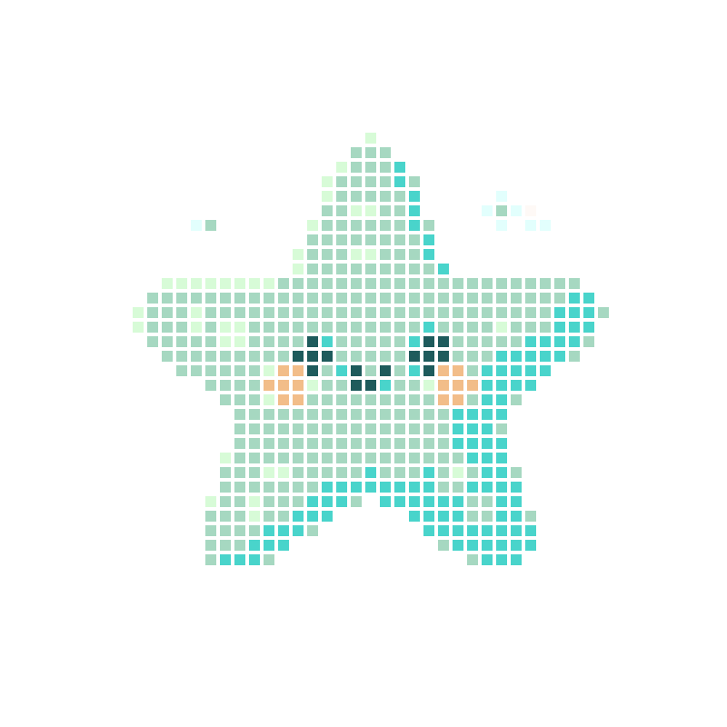 Soft and cute cartoon mint green starfish