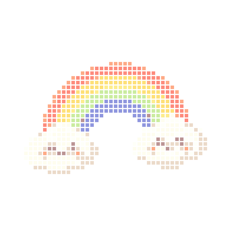 Cute cartoon rainbows and smiling little clouds