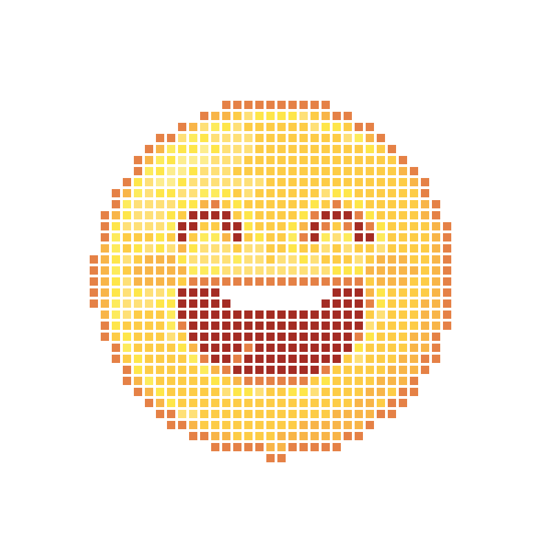 A cute yellow round smiley face grinning broadly