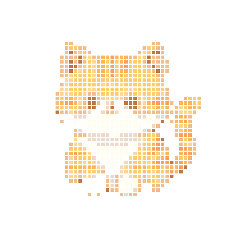 A soft, cute cartoon orange cat with a well-behaved and charming appearance