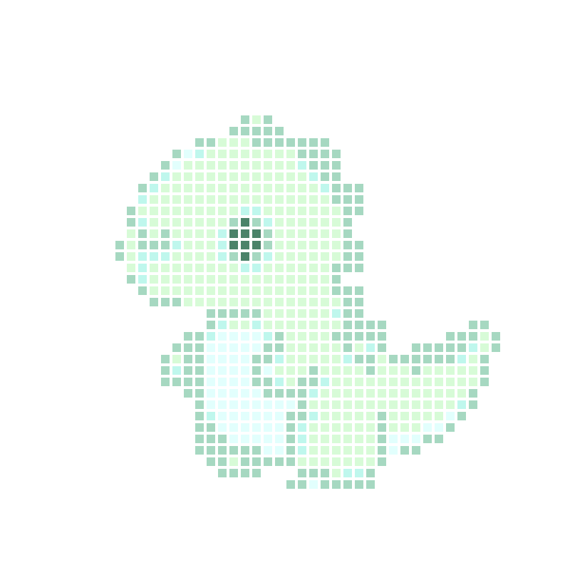 Cute mint green chibi-style little dinosaur cartoon character
