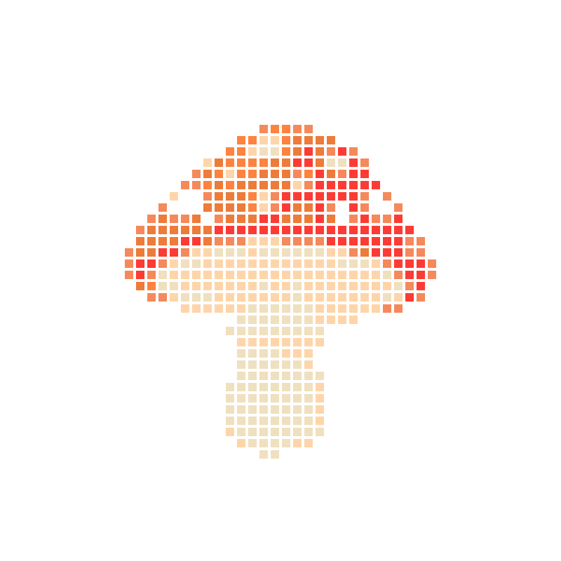 Cute cartoon-style illustration of red-spotted mushrooms