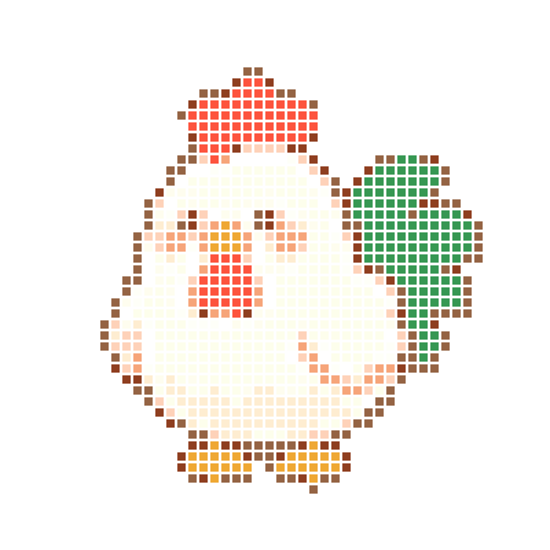 A soft, cute, round cartoon rooster image