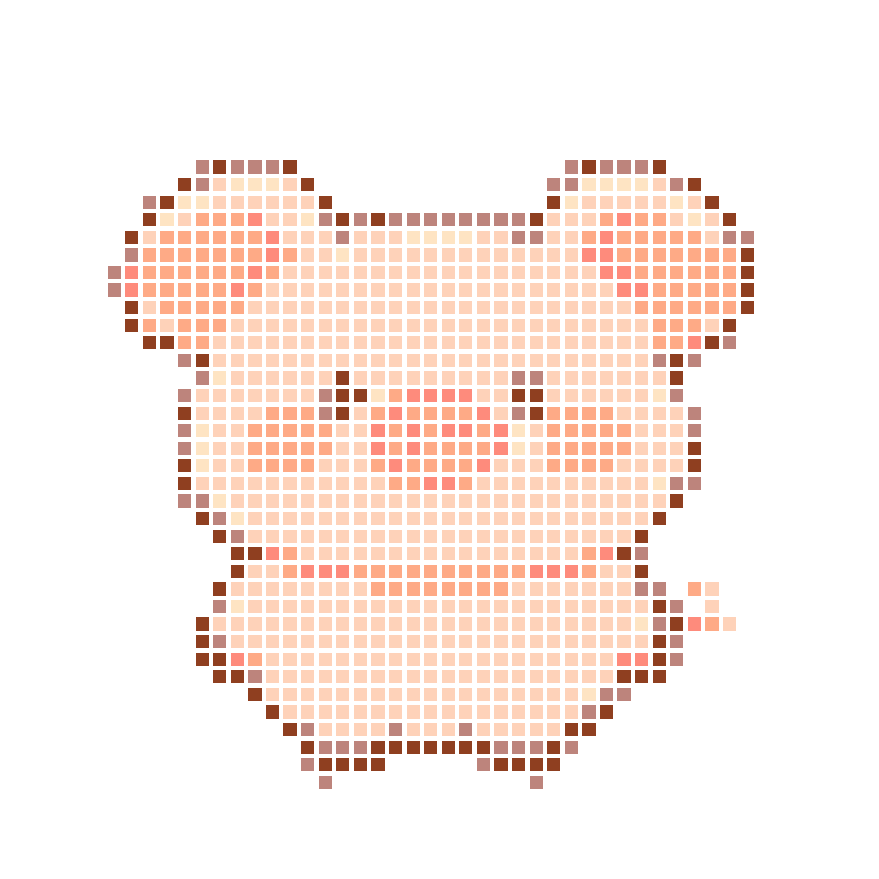 A round, soft, cute pink cartoon pig
