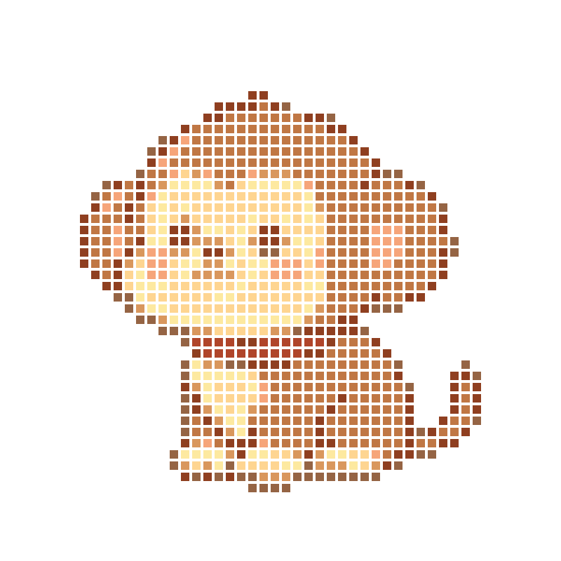 A cute and silly cartoon monkey with a soft and charming appearance