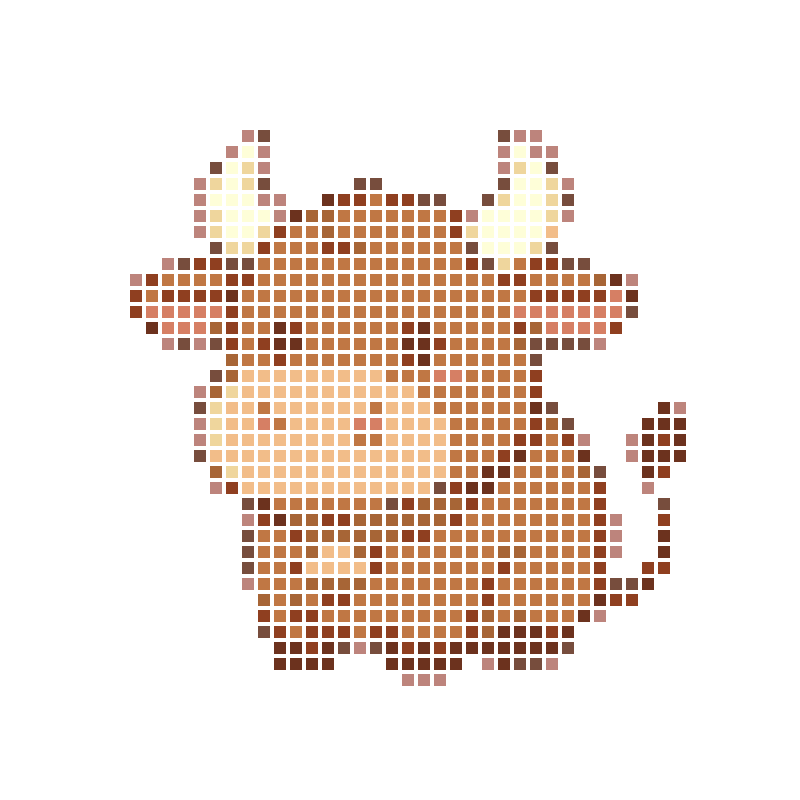 Cute cartoon brown calf with a yellow bell