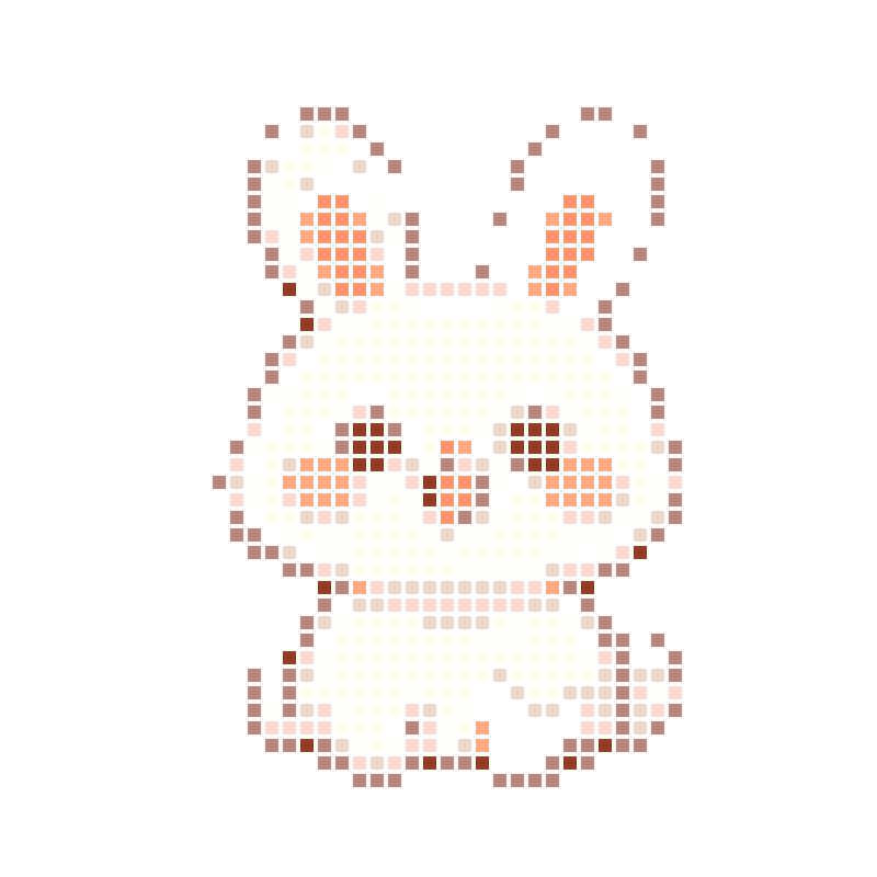 A soft, cute, and radiantly smiling cartoon white rabbit