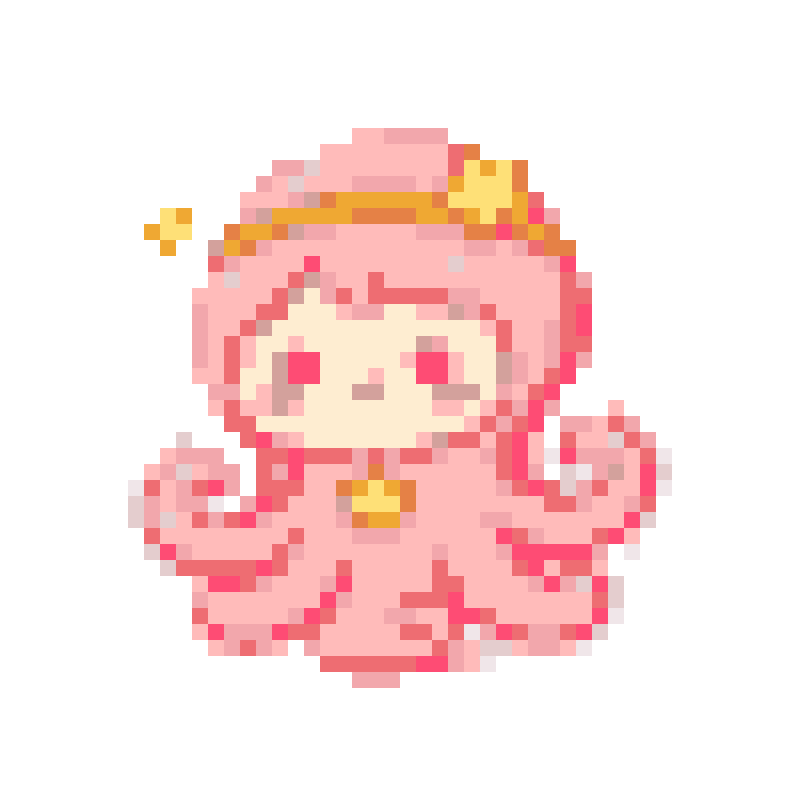 Cartoon octopus stickers decorated with cute pink stars