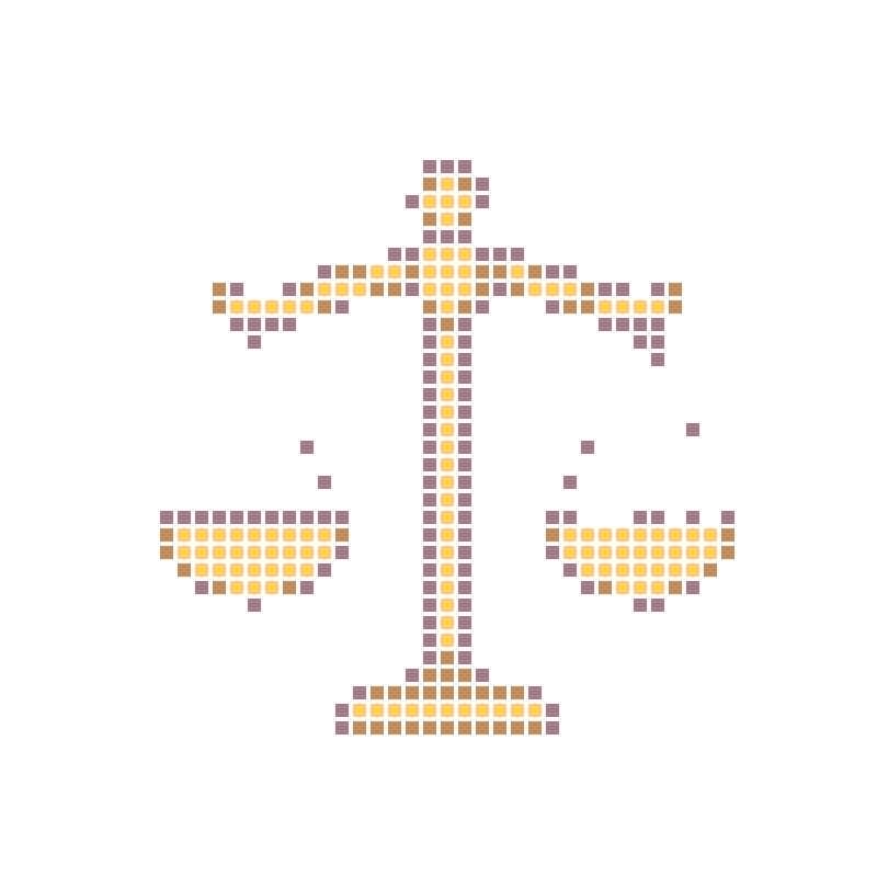 A cartoon balance icon symbolizing fairness and justice